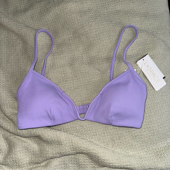 L*space Purple Ribbed Helena Bikini Top (Small) - Picture 1 of 3
